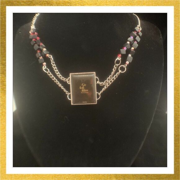 HAND CRAFTED "I Read Banned Books" NECKLACE Upcycled Blackstone CHOKER - Picture 1 of 2